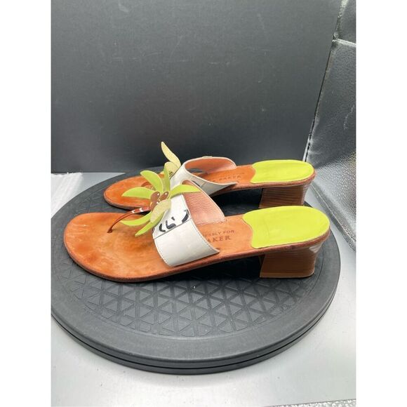 Vintage BOB BAKER Rare Retro Palm Tree Thong Leather Sandal Women’s Sz 7.5AA Y2K - Picture 3 of 11